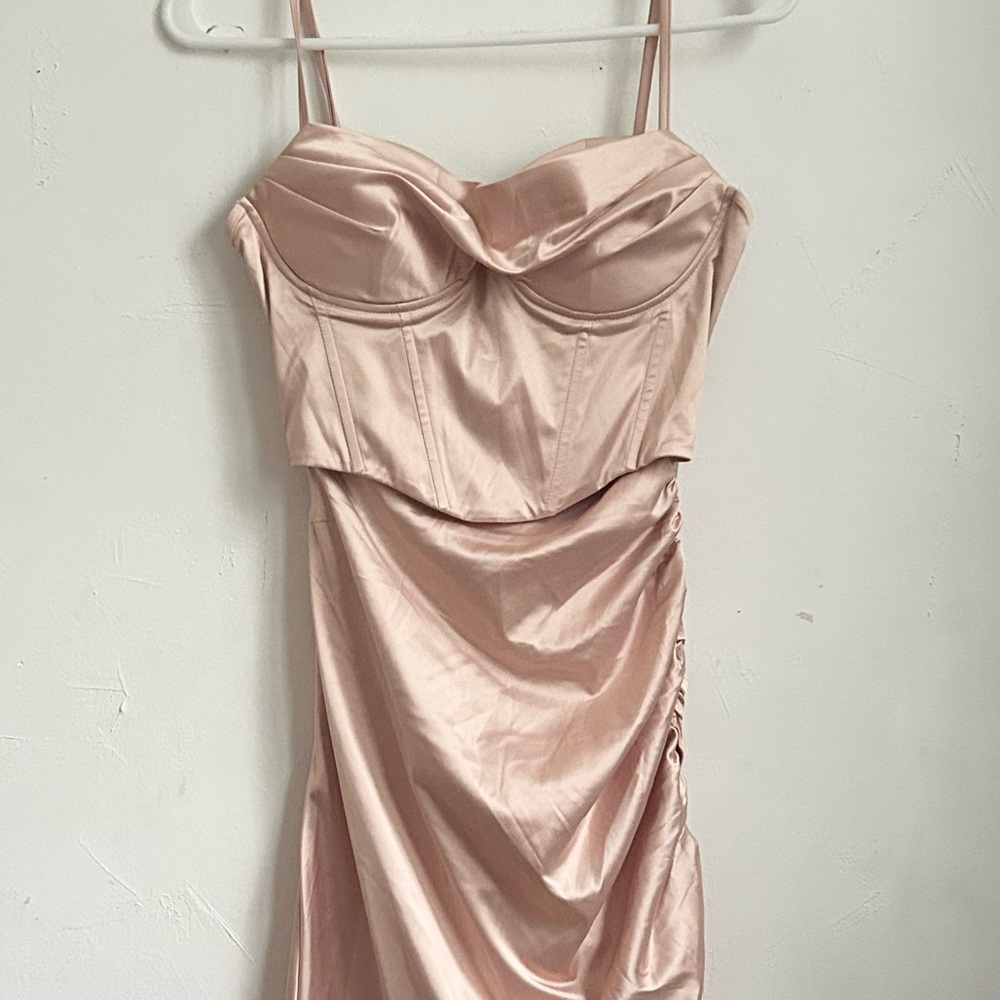 Amazon Pink Pleated Ruched Bodycon Dress